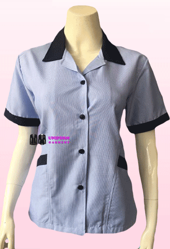 เสื้อแม่บ้านลายริ้วฟ้า