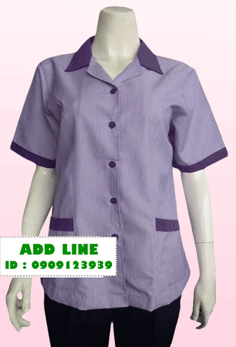 เสื้อแม่บ้านลายริ้วม่วง