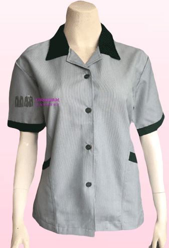 เสื้อแม่บ้านลายริ้วเขียว