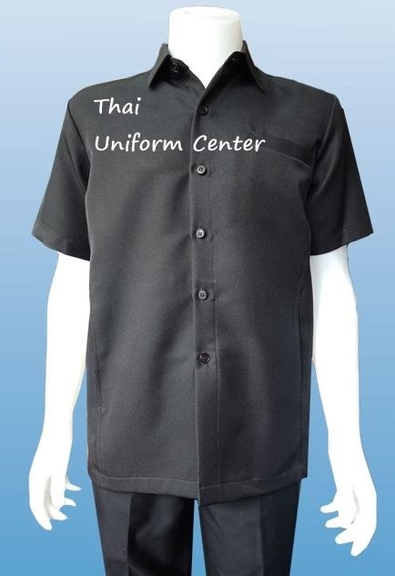 เสื้อซาฟารี แขนสั้น สีดำ