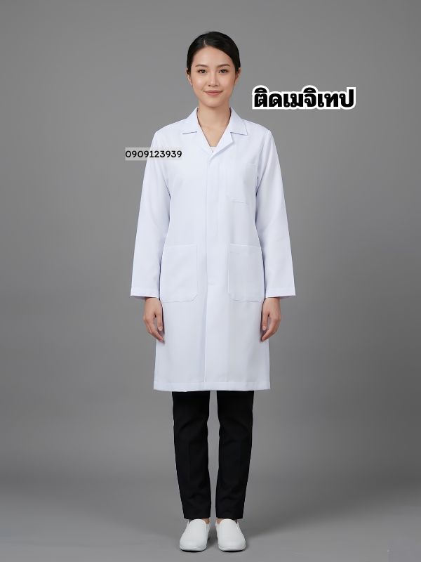 เสื้อกาวน์ยาว เเขนปล่อย ติดเมจิเทป